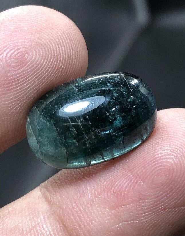 Bluish Green Tourmaline Cab - 11.80 Carats - 18X12X6.5 mm (1 of 4)