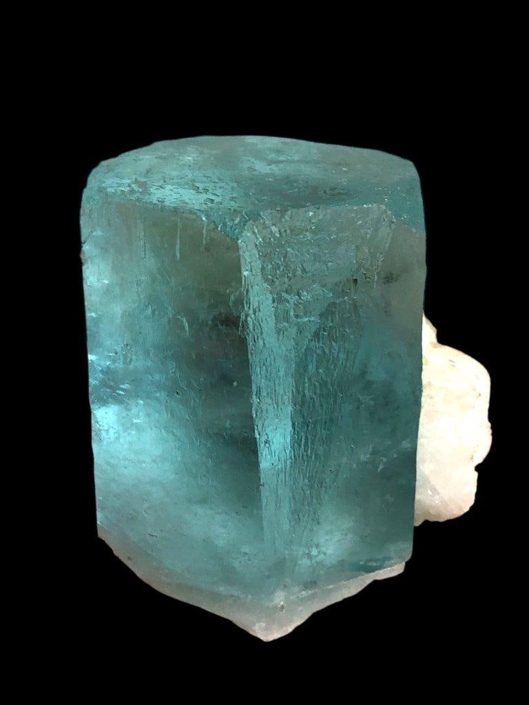 Collection Piece - Terminated Clear Sea Blue Aquamarine With Calcite and Mica - 160 Grams - 51X50X49 (1 of 7)