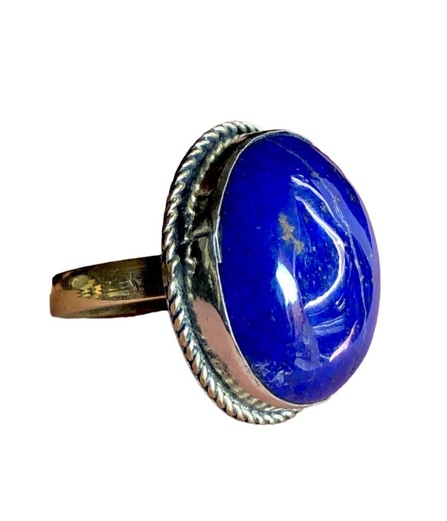 Large lapis ring, handmade ring, brass ring (1 of 3)