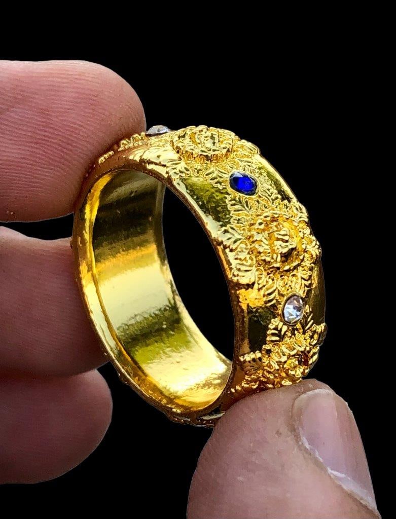 Gold Plated Round Copper Ring With Zircons (1 of 3)