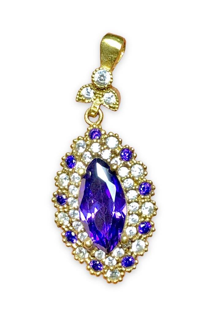 Vivid Purple Amazing Necklace - Bronze Ladies Pendant (1 of 3)