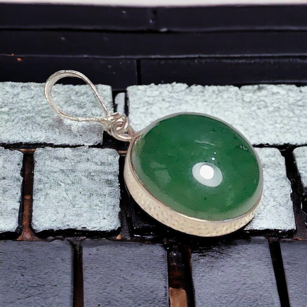 Round Nephrite Jade pendant - 2