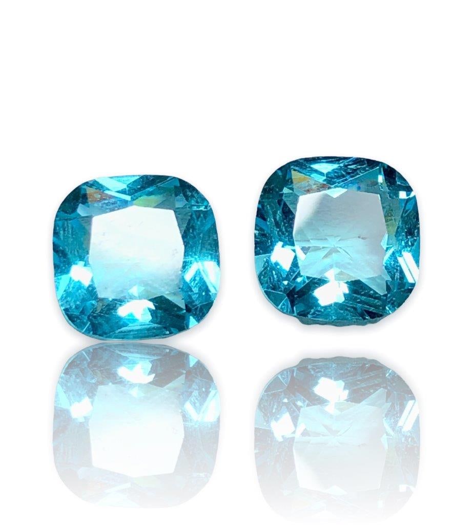 Paired Swiss Blue Topaz - 10.90 Carats - 12X12X7 mm (1 of 2)