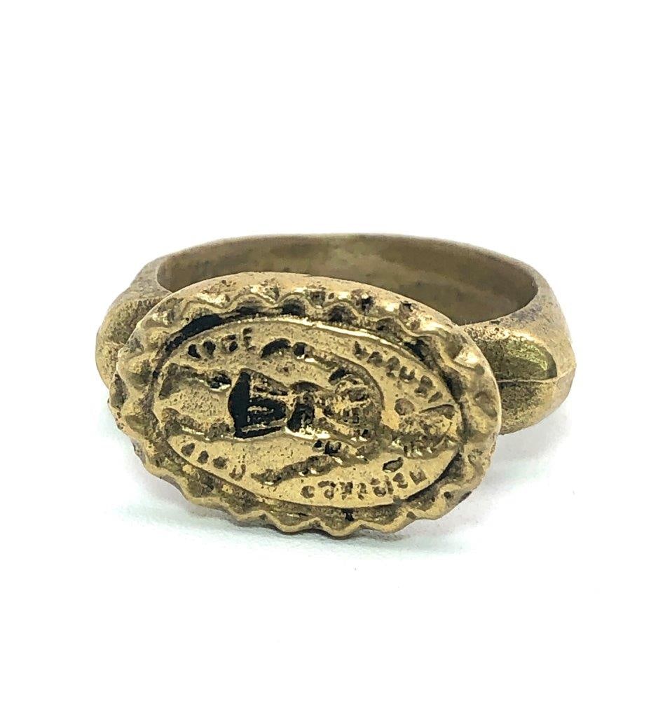 Old Egyptian Style Brass Ring ? Vintage Antique Look ? Ethnic Statement Jewelry, Adjustable Bohemian: Key Features:Material: High-quality brassStyle: Egyptian VintageDesign: Intricate engraved detailingFinish: Antique StyleFit: AdjustablePerfect for:Statement jewelry loversBohemian and ethnic fashionE