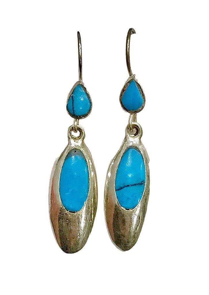 Chinese Torquoise Earrings in Pure Silver (1 of 1)