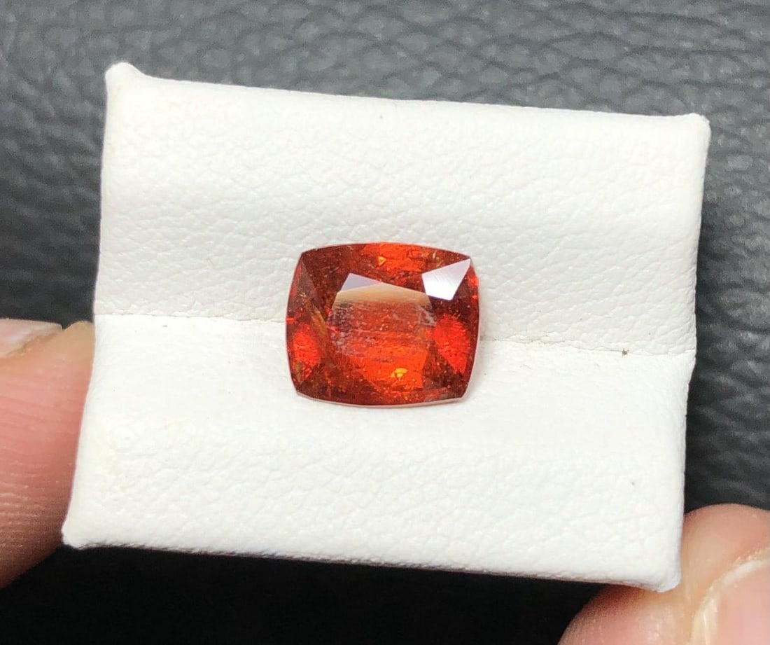 Cushion Cut Hessonite Garnet - 2 Carats - 8X7X4 mm: Cushion Cut Hessonite Garnet - 2 Carats - 8X7X4 mm Shipping: