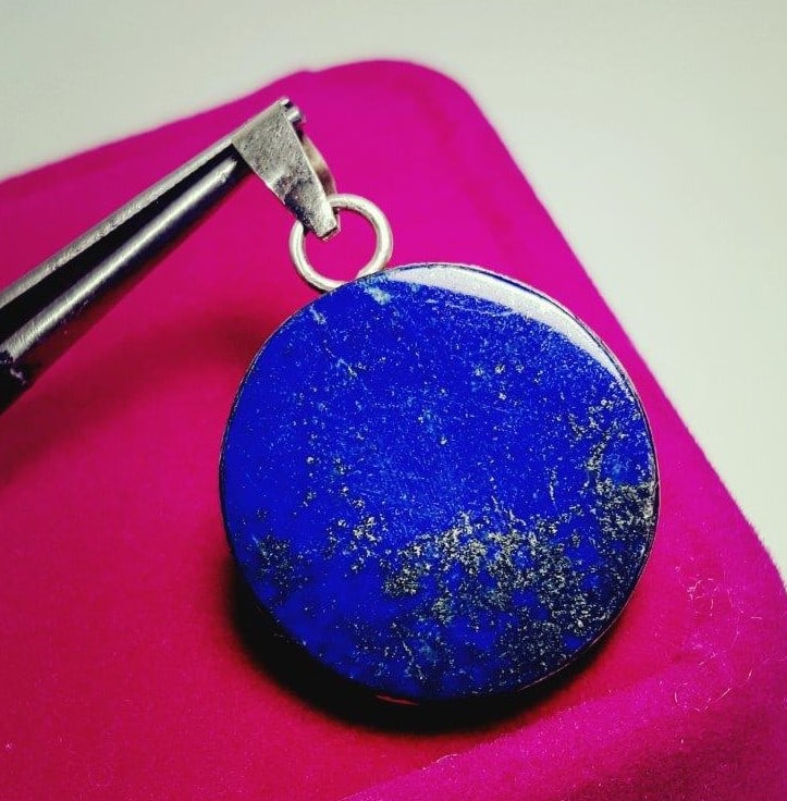 Natural Color Lapis Round Pendant (1 of 2)