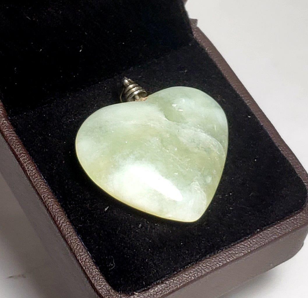 Sterling Silver Jade Heart Pendant (1 of 2)