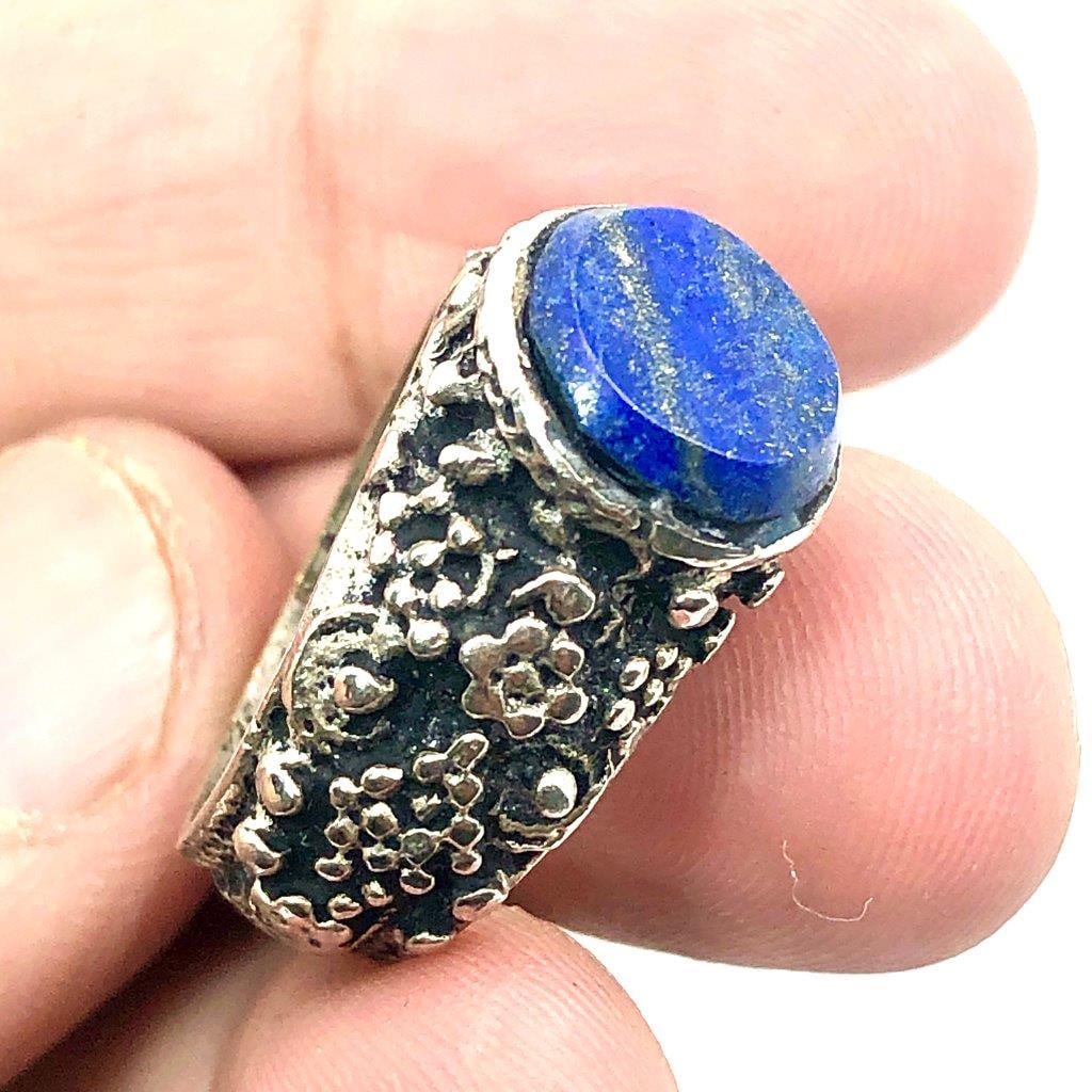 Old Fashion LAPIS LAZULI BRASS RING (1 of 5)