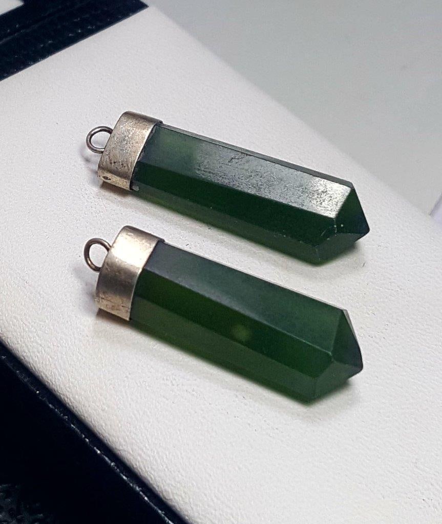 Nephrite Jade Paired pendants: Nephrite Jade Paired pendants, Gift for girlfriend Shipping: $23.00. Shipping rates are determined by Parcel weight and destination.
