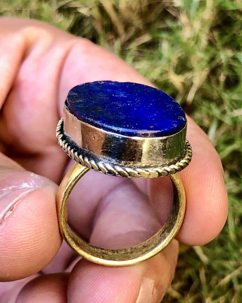 Lapis Lazuli ring, Brass ring, Boho ring, Vintage ring, Gift ring (1 of 4)