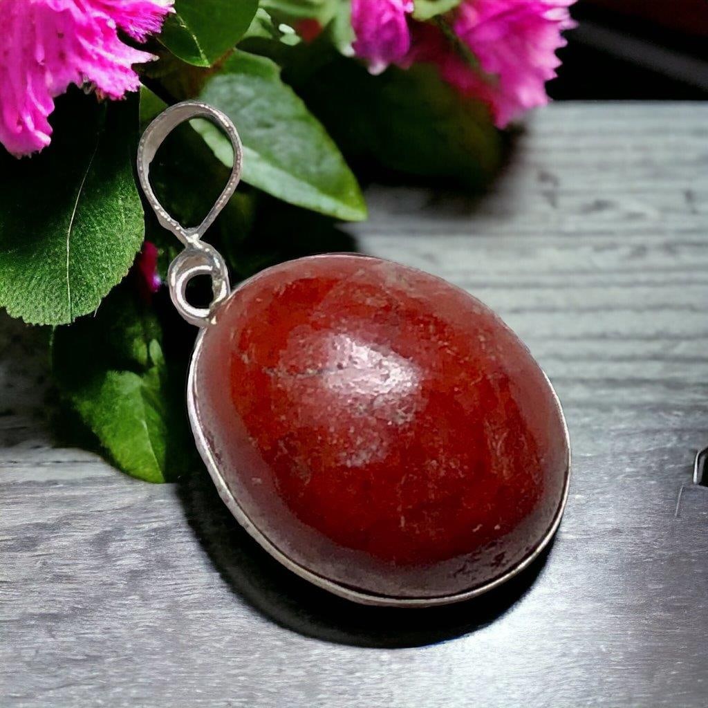 ROUND JASPER PENDANT WITH CHARM NECKLACE: ROUND JASPER PENDANT WITH CHARM NECKLACE Shipping:
