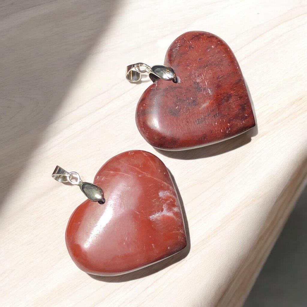 Beautiful Paired Jasper Heart Pendants: Beautiful Paired Jasper Heart Pendants Shipping: