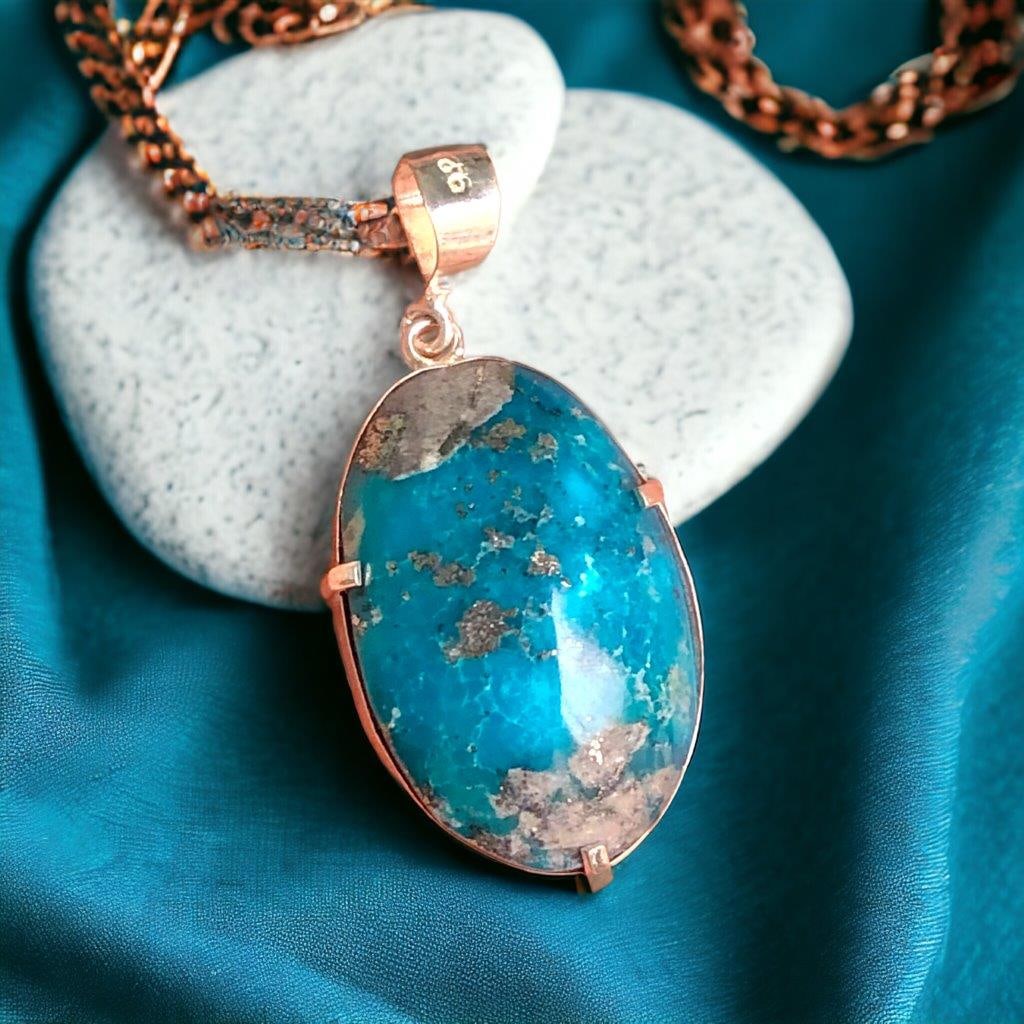 Sterling Silver Turquoise Pendant With Pyrite Inclusion Necklace: Sterling Silver Turquoise Pendant With Pyrite Inclusion Necklace Shipping: