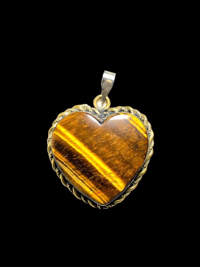 Tiger Eye Pendant, Heart Cabochon: Tiger Eye Pendant, Heart Cabochon Shipping: