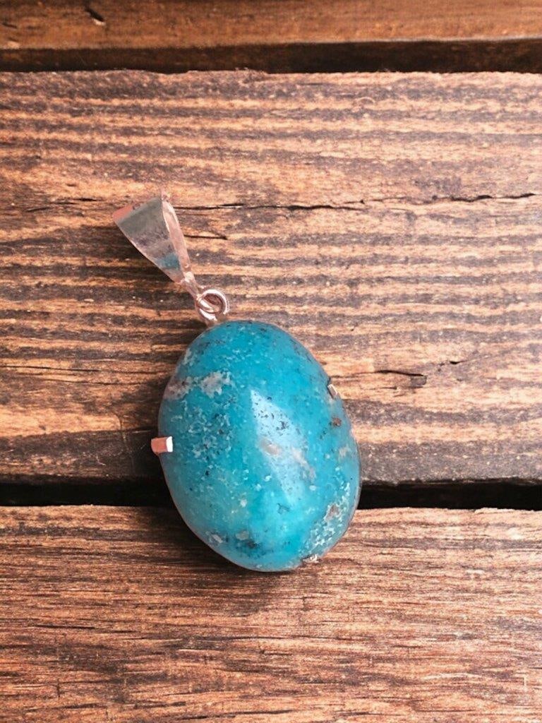 Teal Blue Royston Turquoise Pendant Necklace: Teal Blue Royston Turquoise Pendant Necklace Shipping: