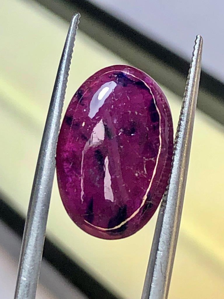 Natural Ruby Cabochon 6 Carats ? 15?10?4 mm Gemstone: This listing features a natural ruby cabochon gemstone weighing 6 carats, beautifully cut in a smooth cabochon style to highlight its rich color and natural character. Measuring 15 ? 10 ? 4 mm, this g