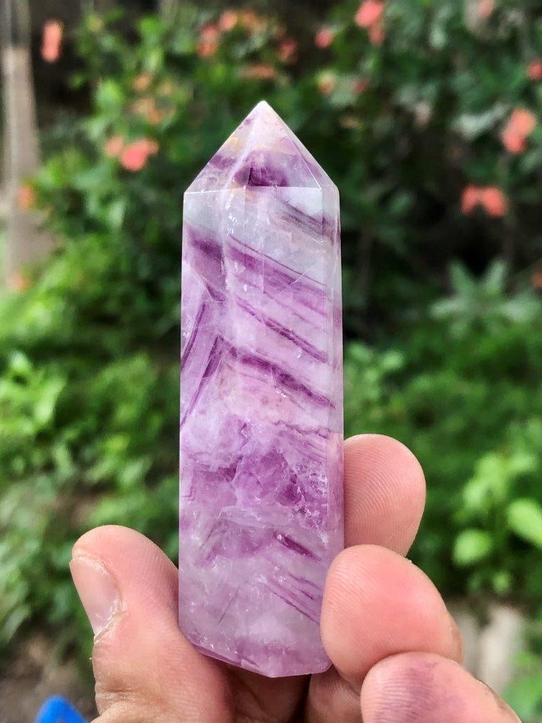 94g Natural Rainbow Fluorite Crystal Tower ? 8.5 cm Polished Point, Chakra Healing Energy Stone (1 of 4)
