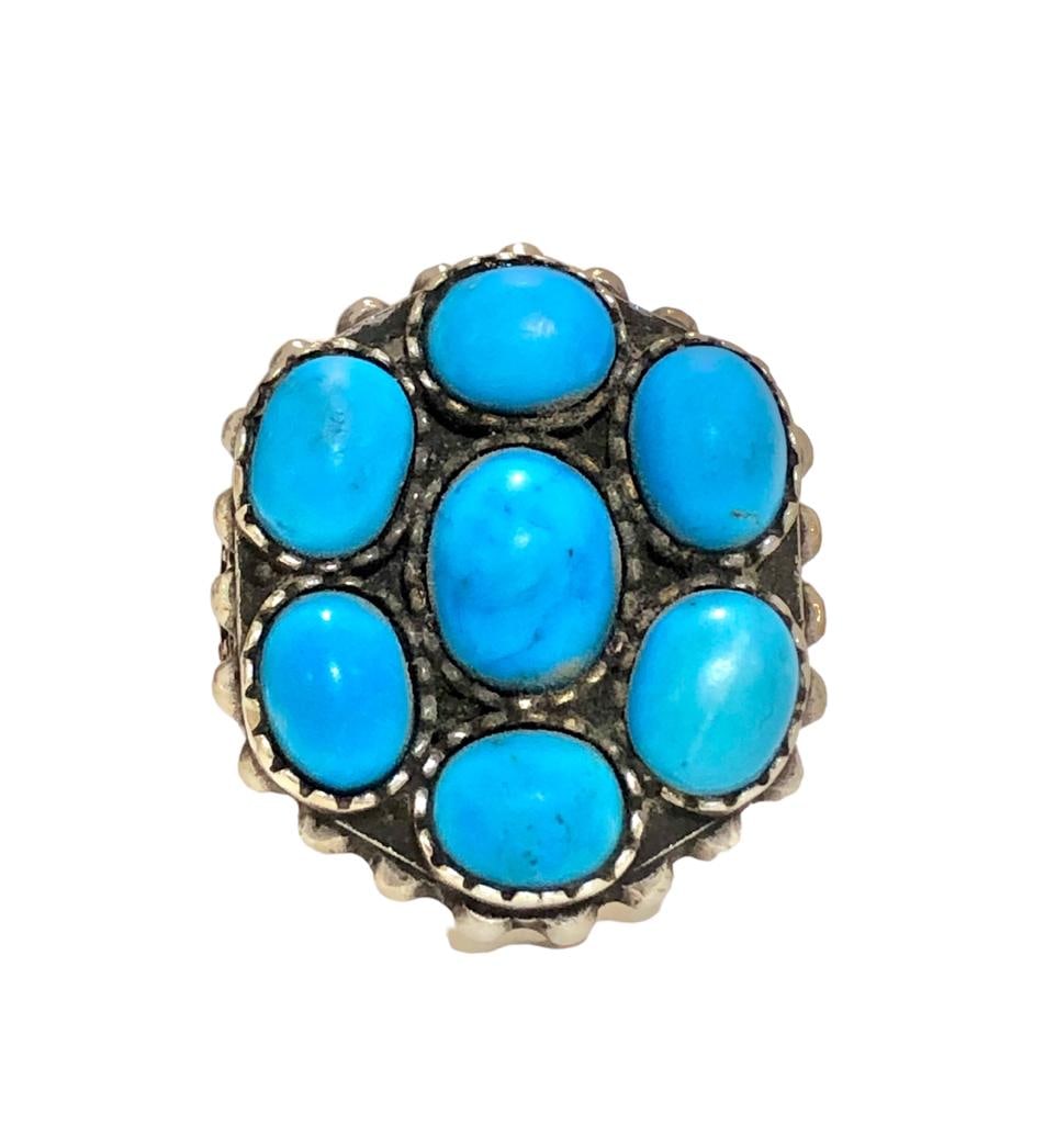 Genuine Turquoise Ring, Silver Turquoise Ring, Copper Turquoise Ring (1 of 4)