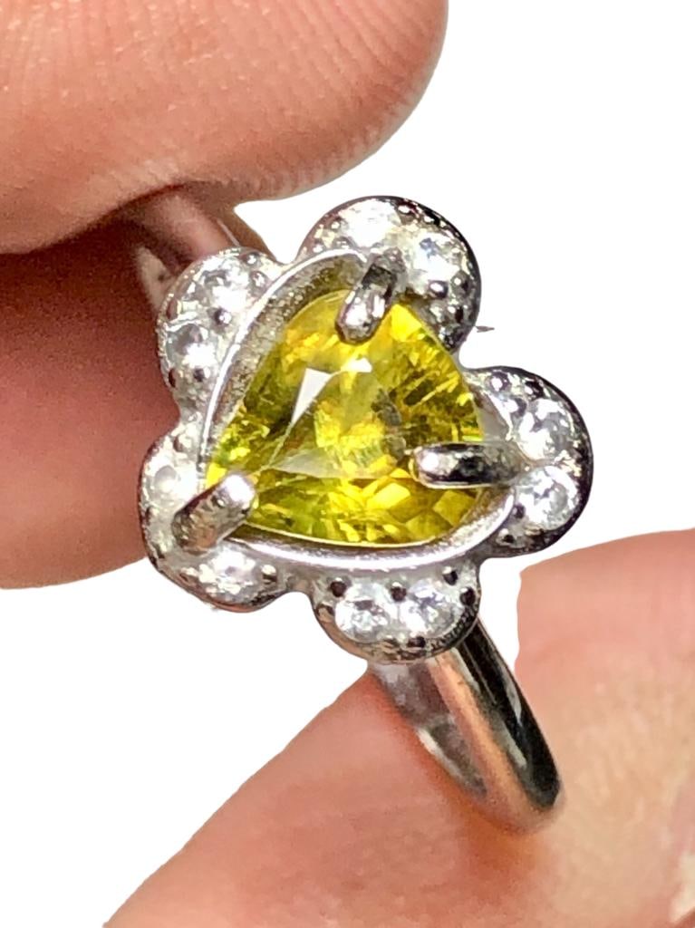 Very Fine Quality Sterling silver Fiery Sphene ring - RING SIZE 6.7 US Adjustable (1 of 5)