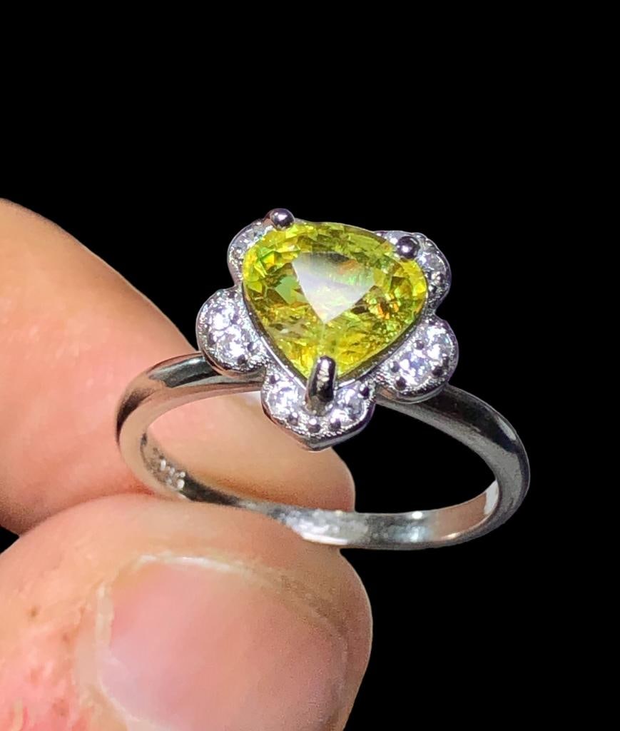 sterling silver Fiery Sphene ring - RING SIZE 7.5 US Adjustable - 2