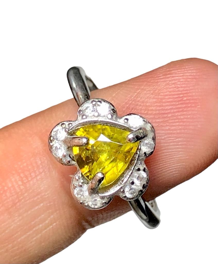 sterling silver Fiery Sphene ring - RING SIZE 7.5 US Adjustable - 4
