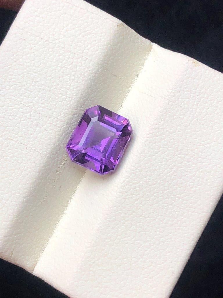 3.20 Cts Natural Amethyst Loose Stone - 9X8X7 mm: Beautiful 3.20 carats AAA quality natural Amethyst gemstone featuring a rich purple color, excellent clarity, and brilliant sparkle. Measuring 9x8x7 mm, this finely cut loose crystal is perfect for cu