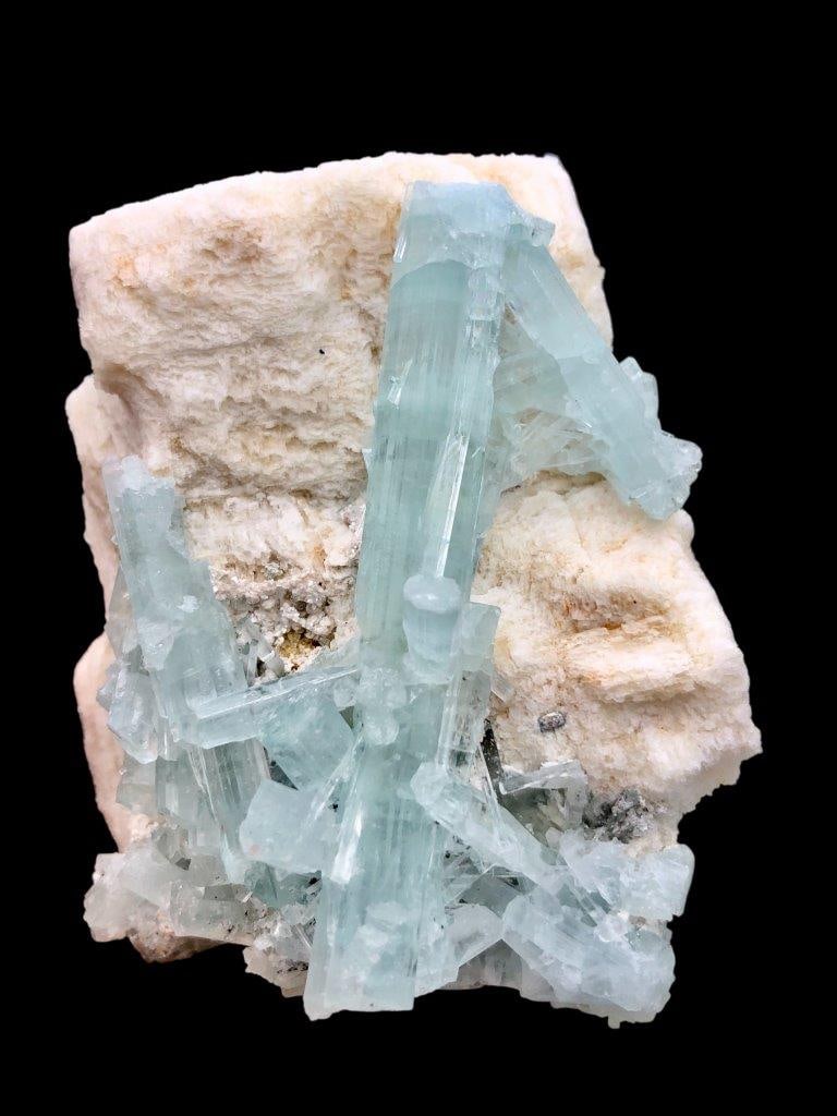 Aquamarine Crystals Cluster On Feldspar Crystals Specimen - 268.7 Grams - 75X53X52 mm (1 of 3)