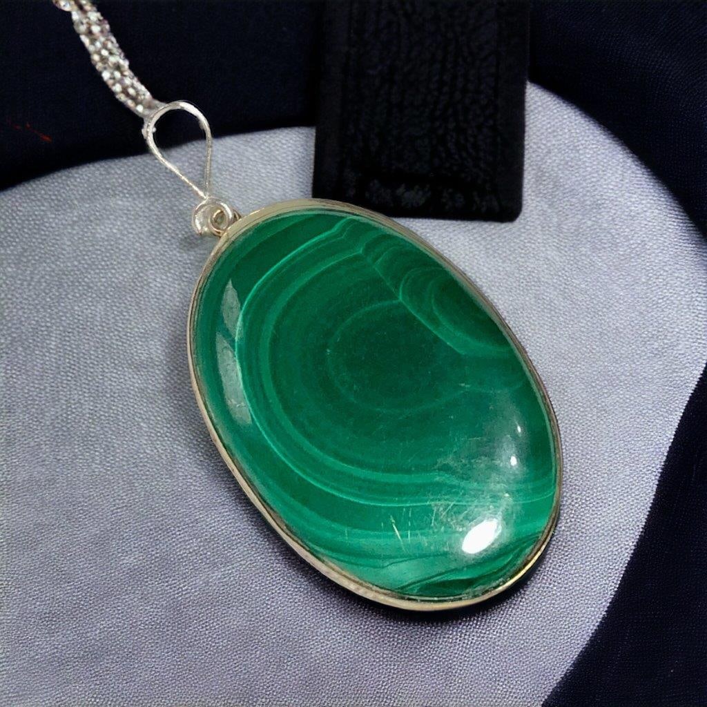 Malachite and Sterling Silver Pendant: Malachite and Sterling Silver Pendant Shipping: