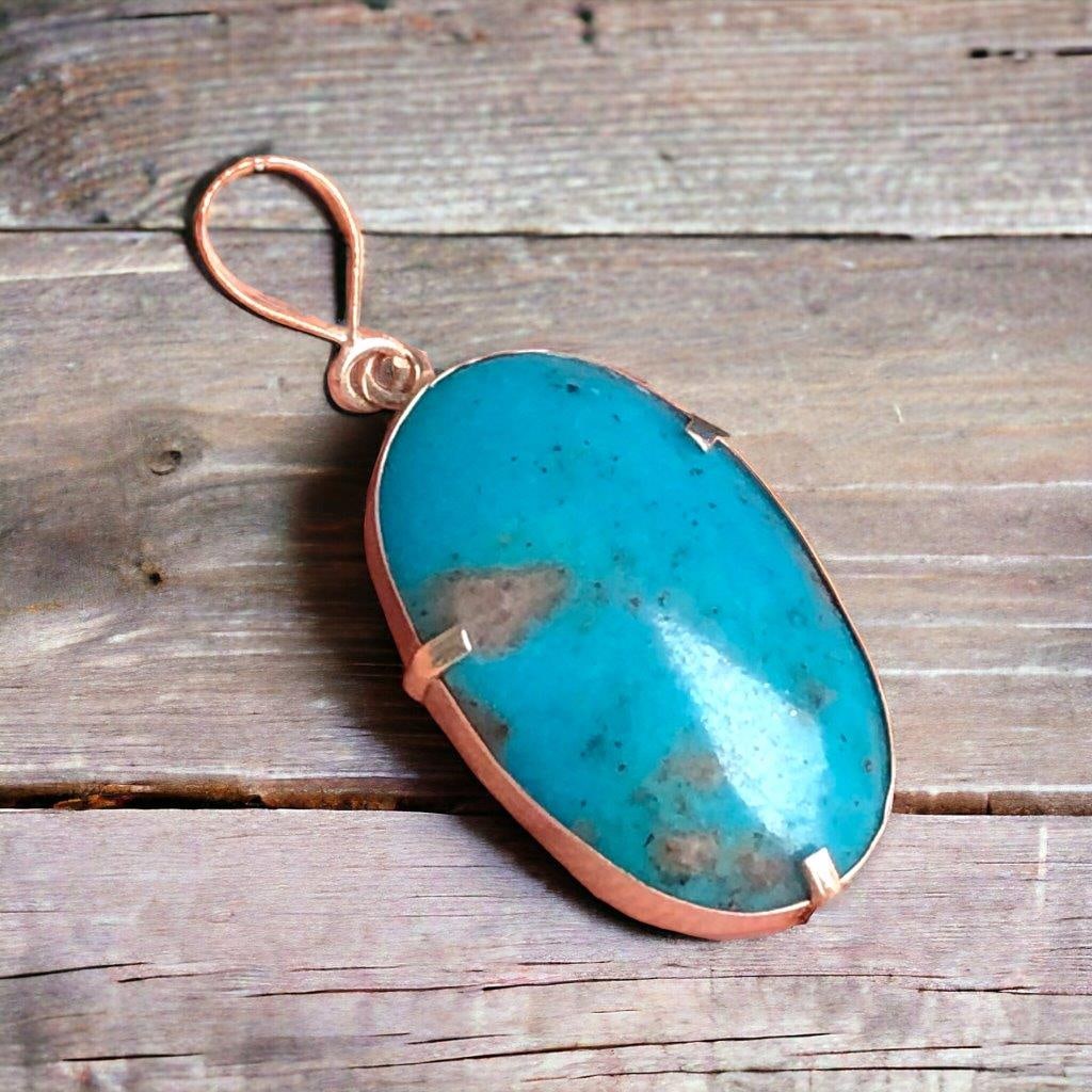 Teal Blue Royston Turquoise Pendant: Teal Blue Royston Turquoise Pendant Shipping: