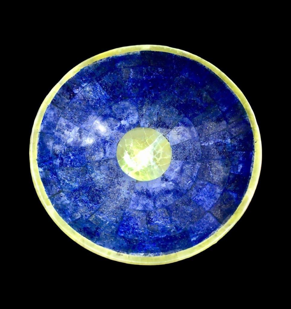 Serpentine and Lapis Lazuli Handamde Bowl: Serpentine and Lapis Lazuli Handamde Bowl Shipping: $55.00. Shipping rates are determined by Parcel weight and destination.