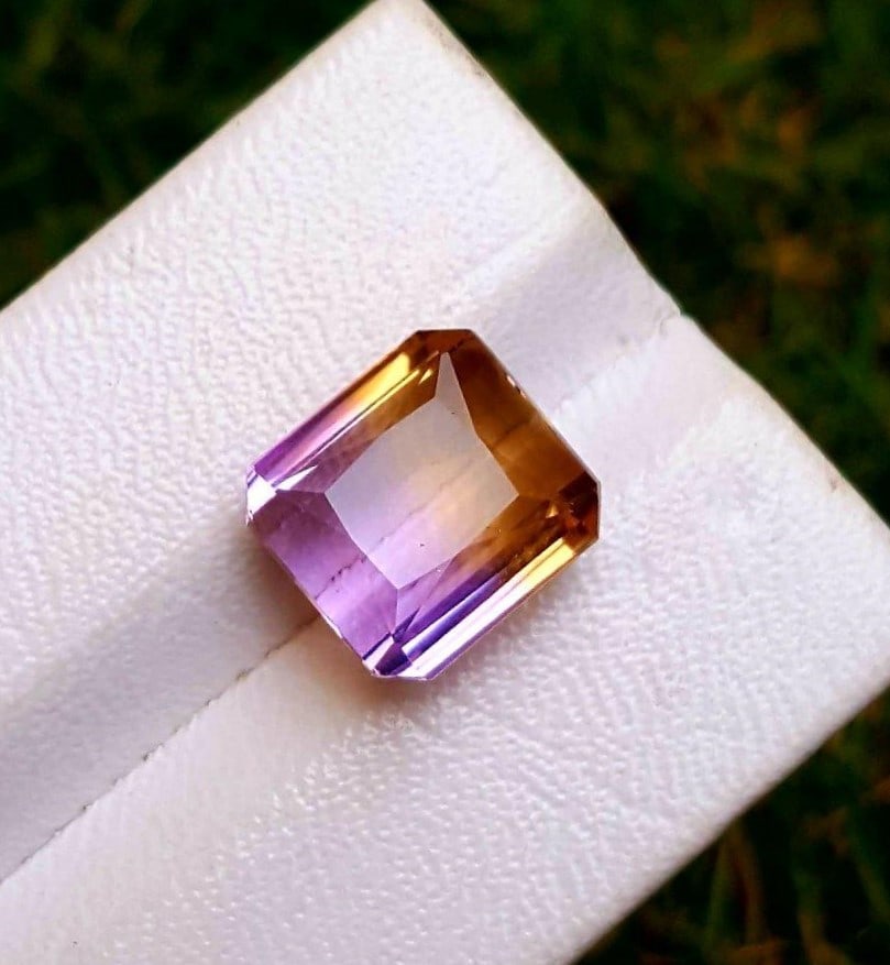 Beautiful Natural Ametrine Gemstone - 13 Carats: Beautiful Natural Ametrine Gemstone - 13 Carats - 13X13X9.5 mmShipping Rate: $15.00 .shipping rates are determined by Parcel weight and destination.Combined shipping: We offer combine shipping on mult