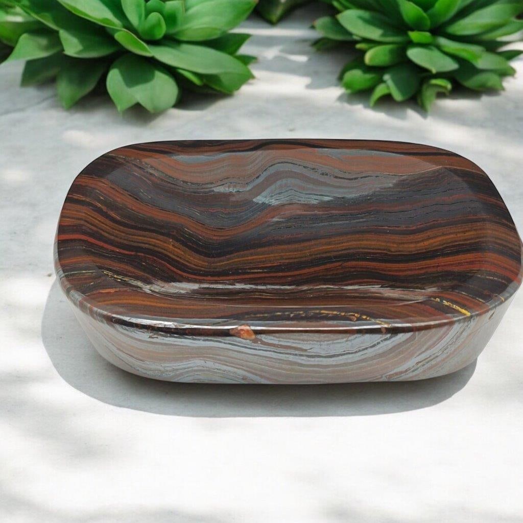 Amazing Rare Tiger Eye Ash Tray - 1.6 KG - 6X4.5X1.2 INCH (1 of 5)