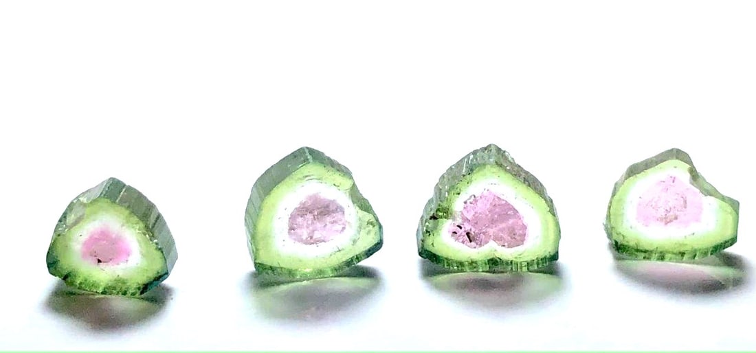 Beautiful Watermalon Tourmaline Slices Lot Afghanistan -7.10 Carats: Beautiful Watermalon Tourmaline Slices Lot Afghanistan -7.10 CaratsShipping Rate: $23.00 .shipping rates are determined by Parcel weight and destination.Combined shipping: We offer combine shipping on