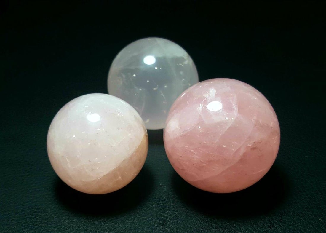 Rose Quartz Spheres - 390 Grams: Rose Quartz Spheres - 390 GramsShipping Rate: $45.00 .shipping rates are determined by Parcel weight and destination.Combined shipping: We offer combine shipping on multiple items purchased to reduce 