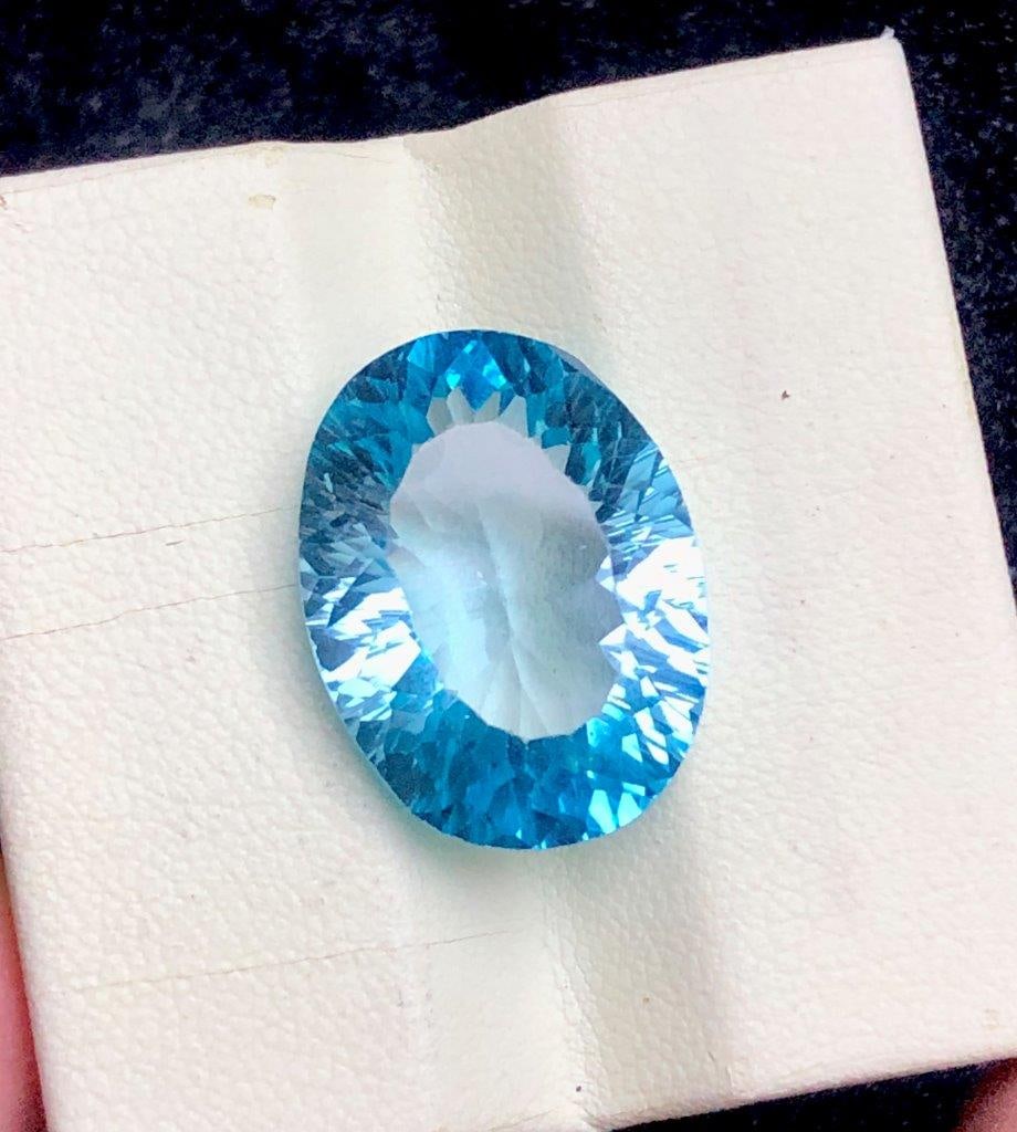 22.90 cts Natural Swiss Blue Topaz Gemstone ? Exquisite Faceted Stone - 20X15X9 mm: 22.90 cts Natural Swiss Blue Topaz Gemstone ? Exquisite Faceted Stone - 20X15X9 mmShipping Rate: 23$ WorldWideshipping rates are determined by Parcel weight and destination.Combined shipping: We offer