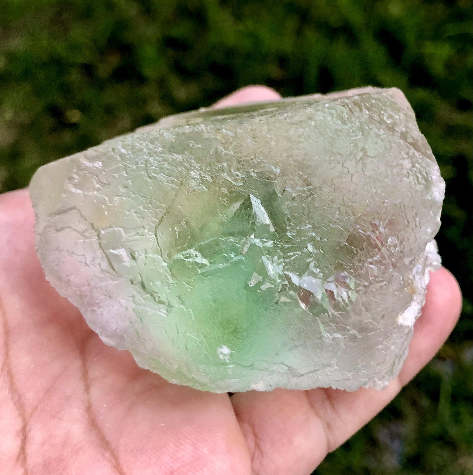 Amazing Terminated Clear Greenish Fluorite Mineral From Skardu Valley - 346 grams - 75X67X65 mm: Stunning 346 grams natural terminated clear greenish Fluorite mineral from the famous Skardu Valley, featuring exceptional transparency, beautiful green tones, and well-formed crystal structure. Measu
