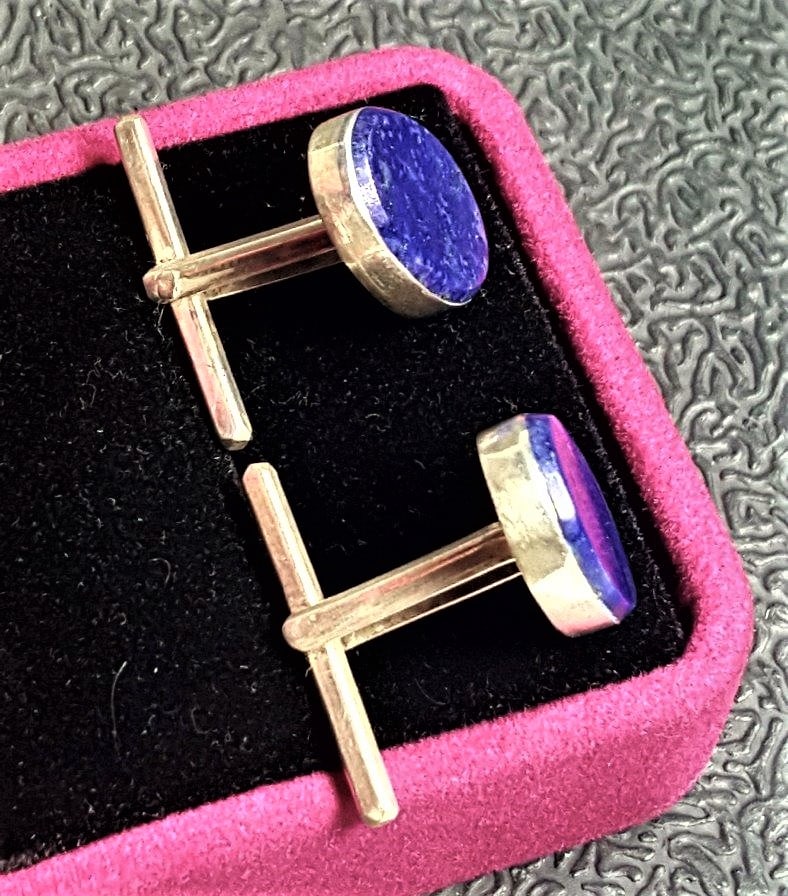 Real Lapis Blue Gemstone Studs - 2