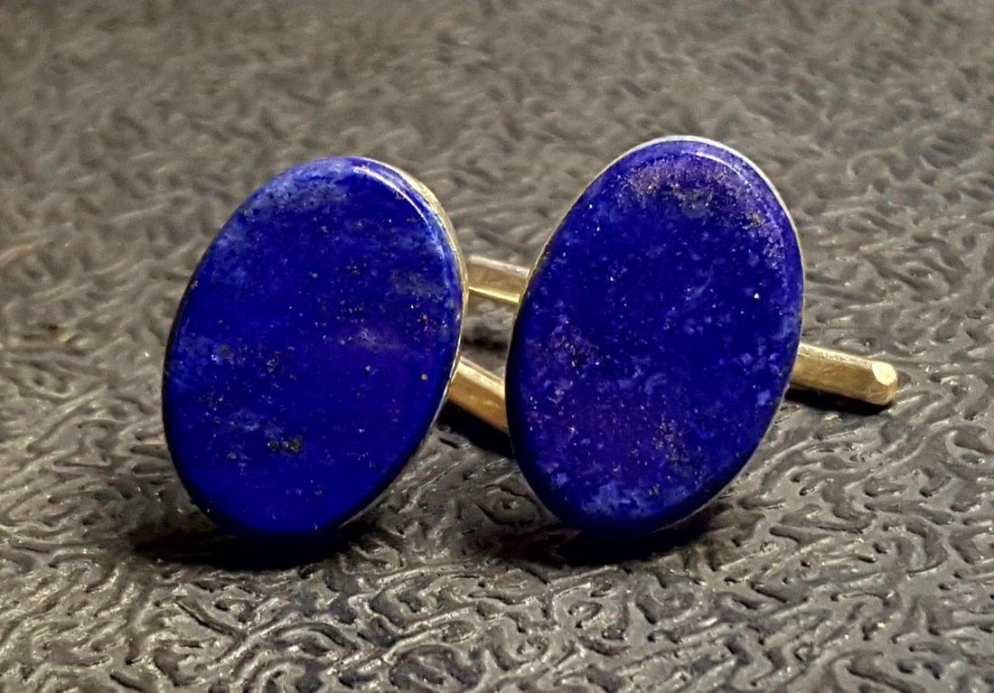 Real Lapis Blue Gemstone Studs - 3