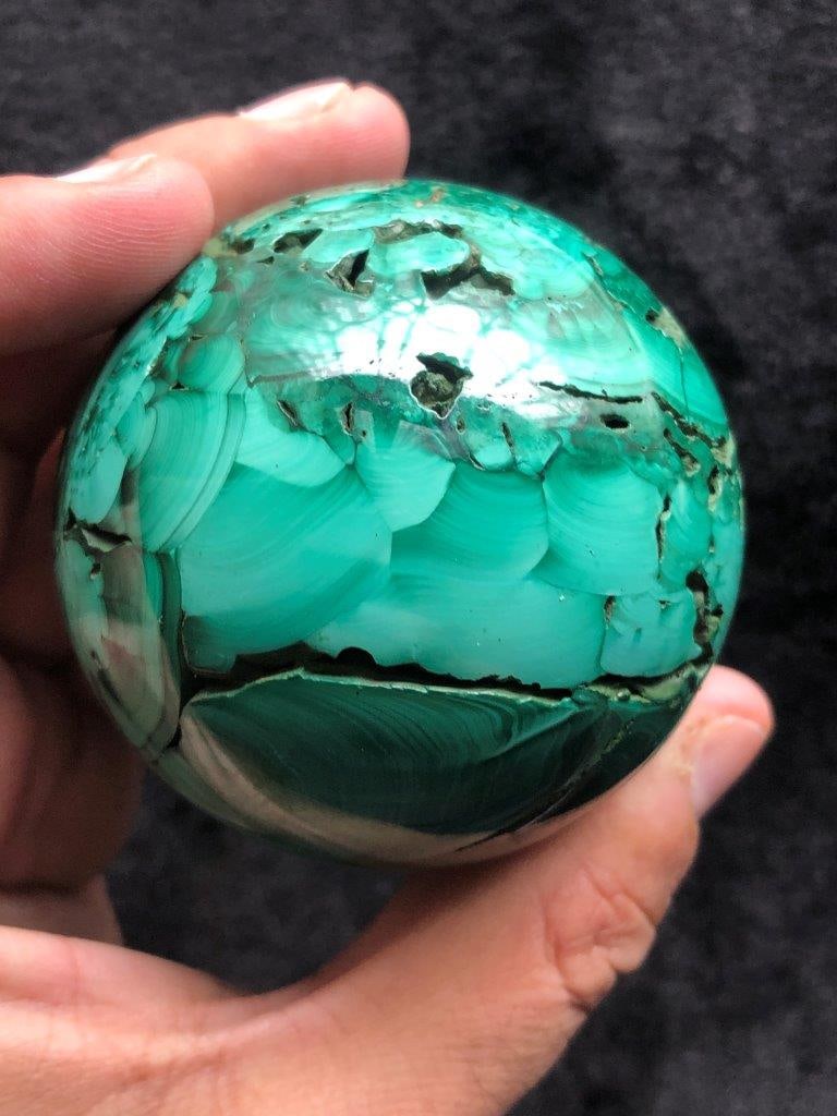 Rare 450 Gram Malachite Sphere Velvet Green Bullseye Banded Mineral Specimen (1 of 4)