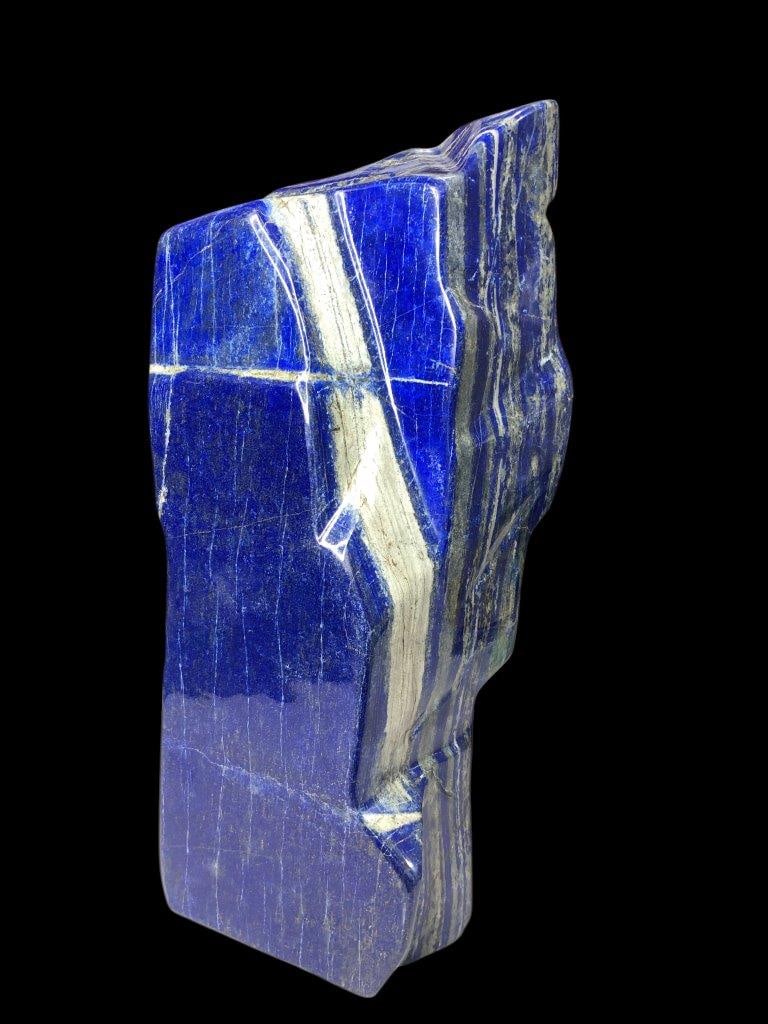 21 Kg Top Quality Natural Lapis Lazuli Standing Tumble ? Large Polished Blue Gemstone Decor Piece: Impressive 21 kg top quality natural Lapis Lazuli standing tumble featuring deep royal blue color with golden pyrite flecks and a smooth polished finish. This large statement piece is perfect for luxu