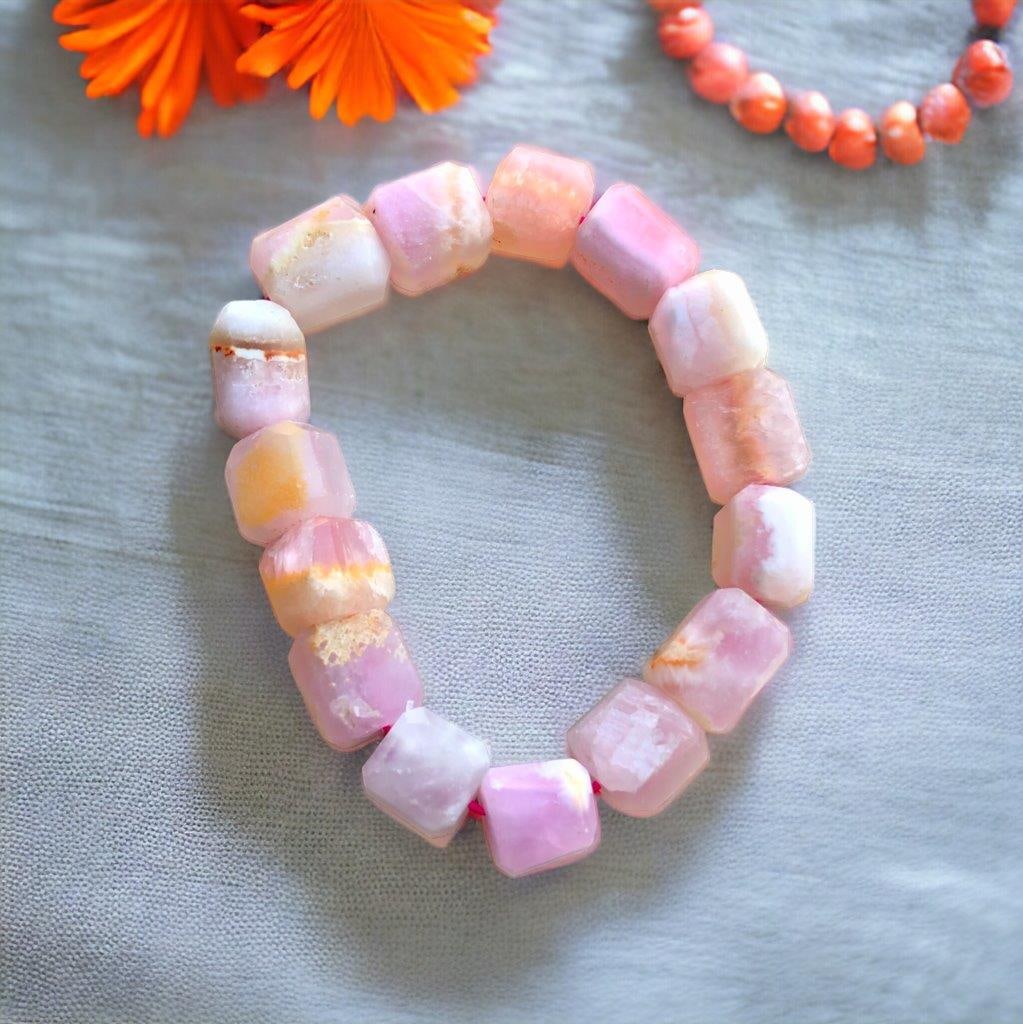 Pink Calcite Healing Bracelet: Pink Calcite Healing Bracelet Shipping: