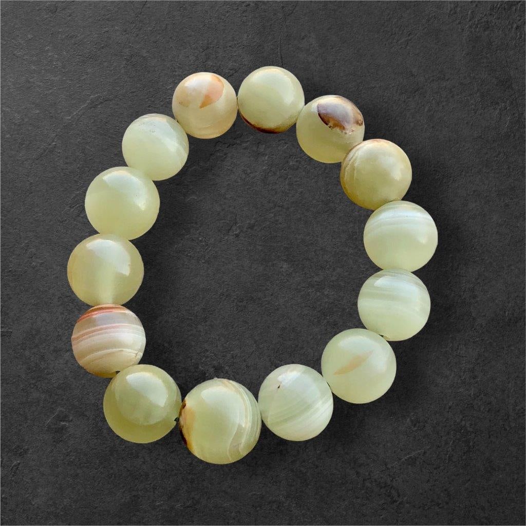 Greenish Onyx Beaded Bracelet: Greenish Onyx Beaded Bracelet Shipping: