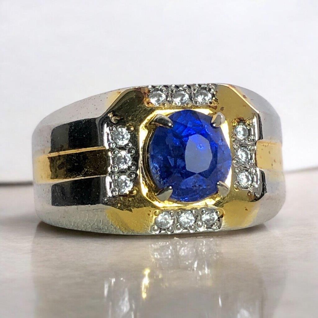 IGA Certified Natural Blue Sapphire in Sterling Silver - Ring Size 8 US (1 of 4)