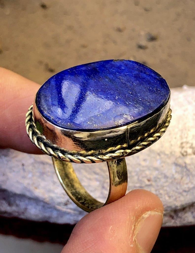 Lapis Lazuli Cab in Gale ring, Healing Jewelry (1 of 4)