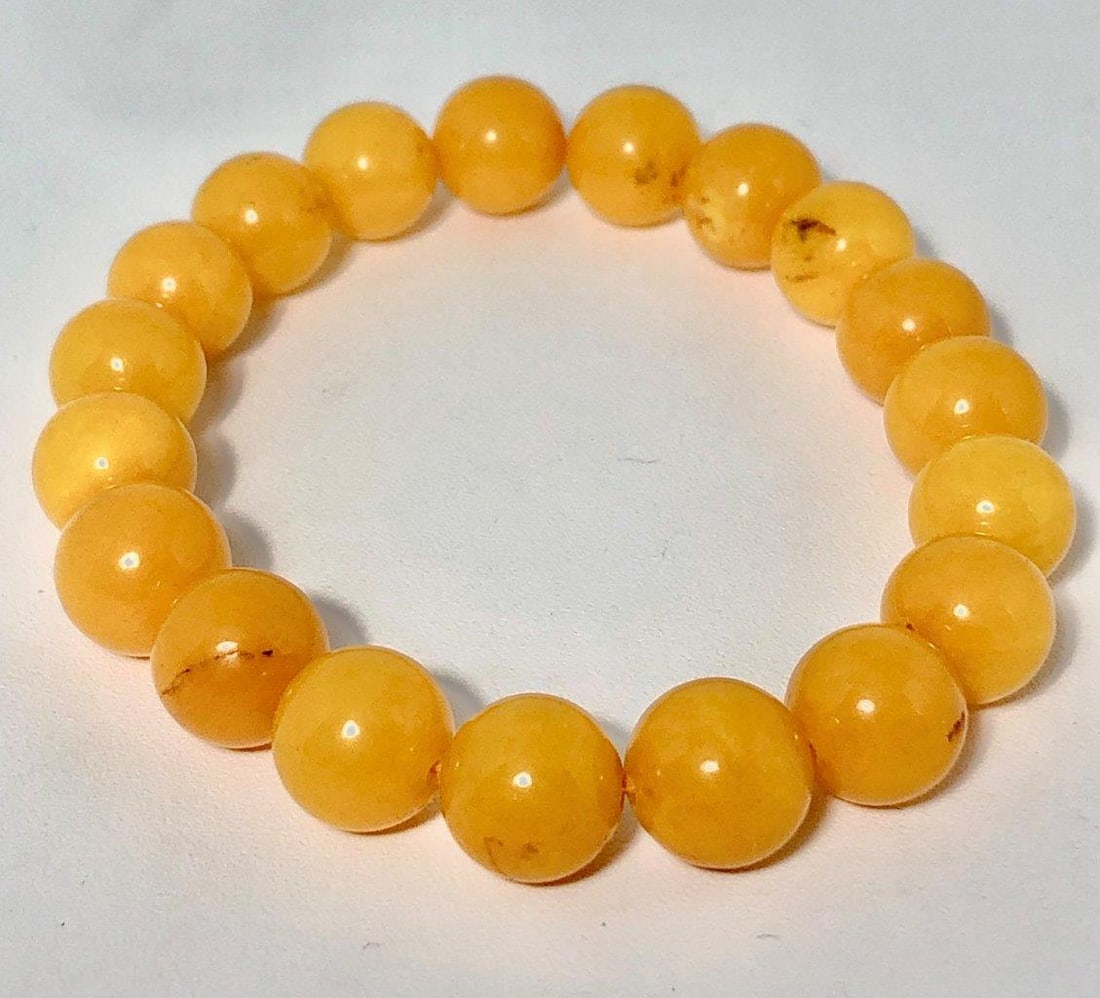 Beaded Honey Calcite Bracelet ? Natural Gemstone Energy Jewelry (1 of 2)