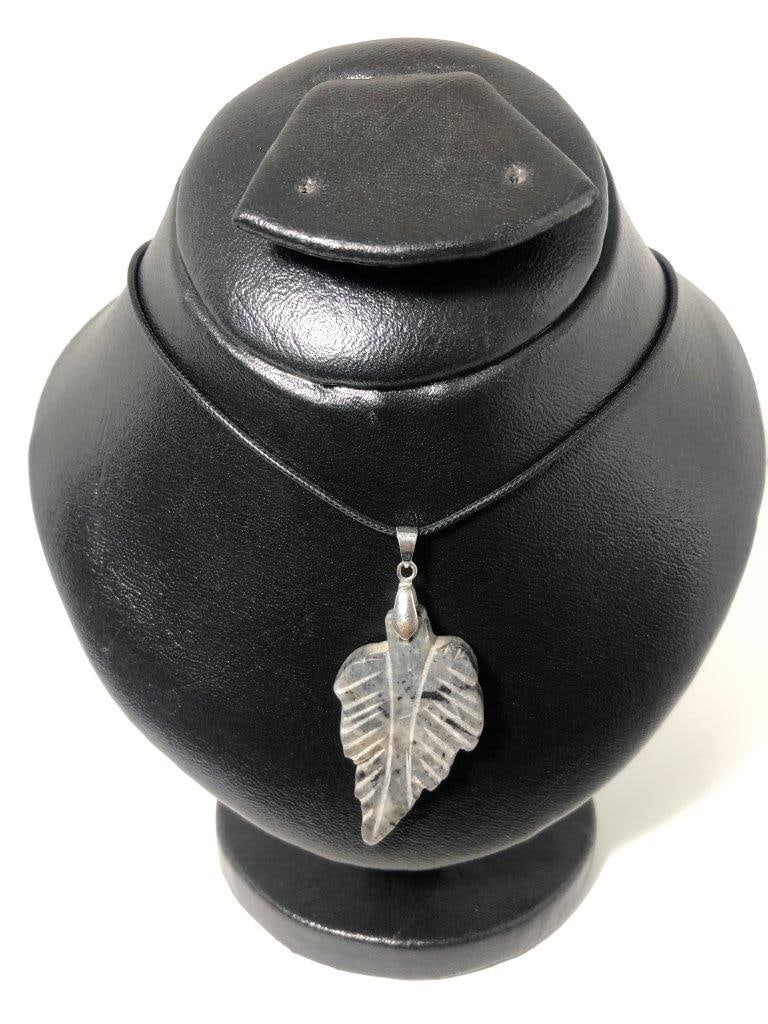 Wire-Wrapped Black Jade Leaf Pendant ? Handmade Crystal Jewelry Necklace: Embrace elegance and grounding energy with this wire-wrapped black jade leaf pendant. Each pendant features a natural black jade stone carved into a delicate leaf shape, meticulously wrapped with dura