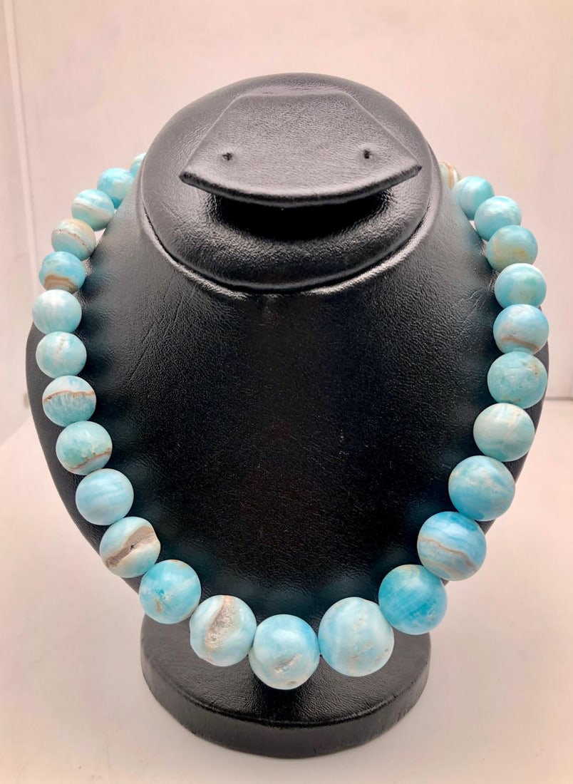 Handmade Blue Aragonite Bead Necklace ? Natural Healing Crystal Gemstone Jewelry, Calming Energy, (1 of 4)