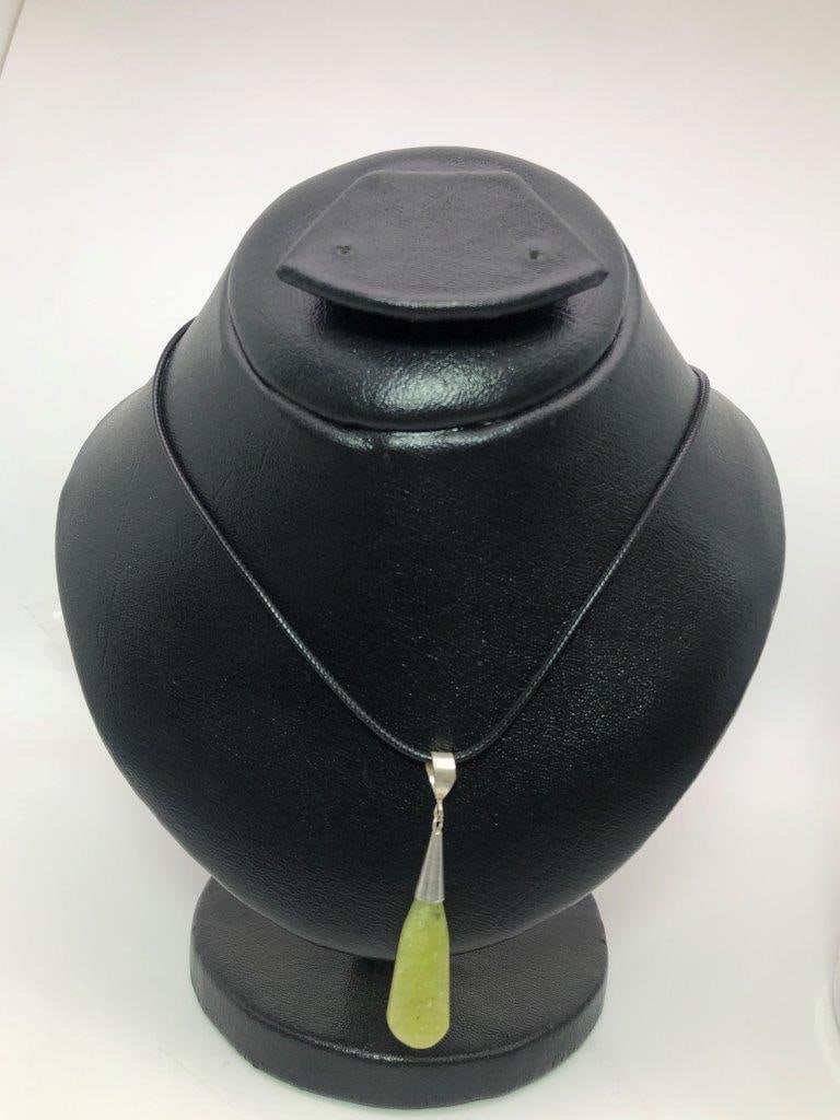 Natural Serpentine Pendant in Sterling Silver | Handmade Gemstone Jewelry (1 of 3)