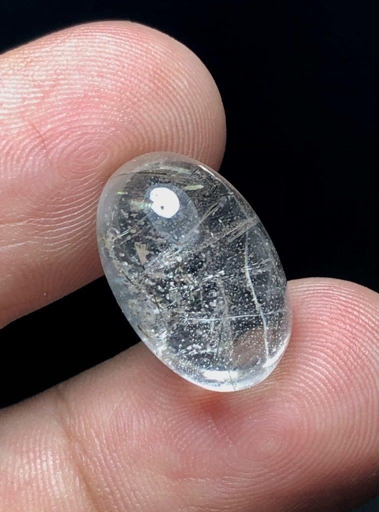 7.75 Carats Rutiled Quartz Cab - 15X10X7 mm: 7.75 Carats Rutiled Quartz Cab - 15X10X7 mm Shipping: